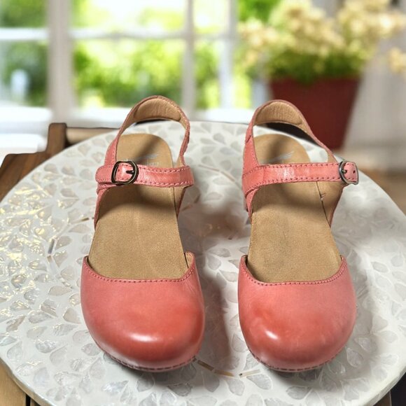 Dansko Tiffani Supportive Coral Leather Wedge Mary Jane Sandal EU 39 Comfortable - Picture 9 of 13